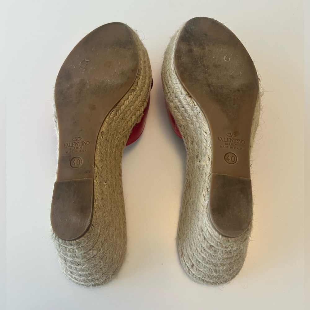 VALENTINO Garavani Mena Patent Bow Espadrille Wedges pink sz 40 - Picture 3 of 8
